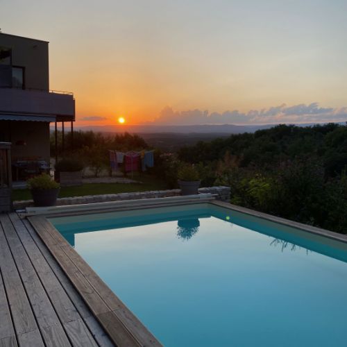 sunset over the Ardèche mountains